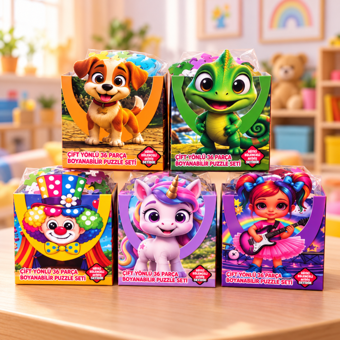 36 Parça Boyanabilir Çantalı Puzzle Seti