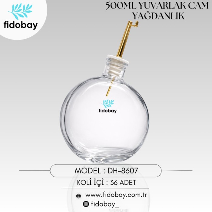 500ML Yuvarlak Cam Yağdanlık