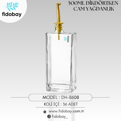 500ML Dikdörtgen Cam Yağdanlık