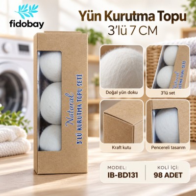 Yün Kurutma Topu 3'lü 7 cm