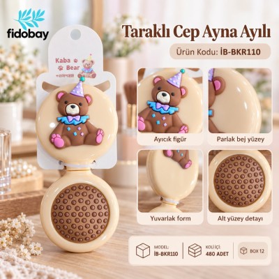 Taraklı Cep Ayna Ayılı Box 12