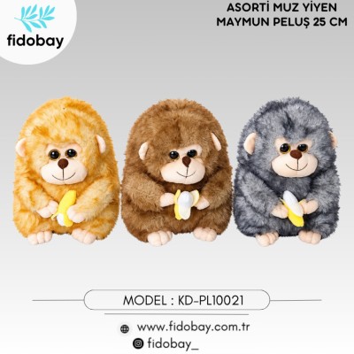 Asorti Muz Yiyen Maymun Peluş 25 cm