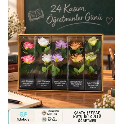 Çanta Şeffaf Kutu İki Güllü Öğretmen