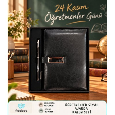 Öğretmen Siyah Ajanda Kalem Seti