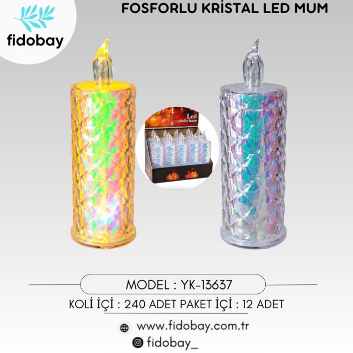 Fosforlu Kristal LED Mum BOX12