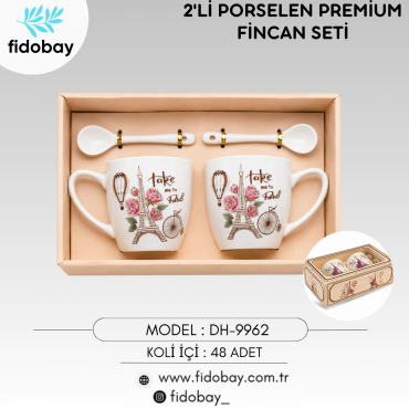 DH-9962 - 2'Lİ PORSELEN PREMİUM FİNCAN
