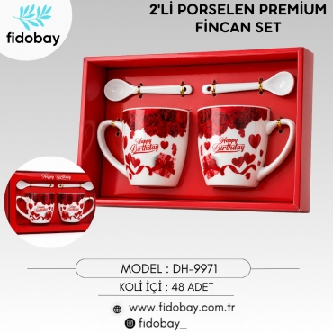 DH-9971 - 2'Lİ PORSELEN PREMİUM FİNCAN SETİ