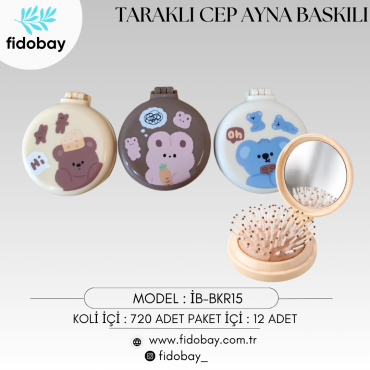 İB-BKR15 - TARAKLI CEP AYNA BASKILI BOX12