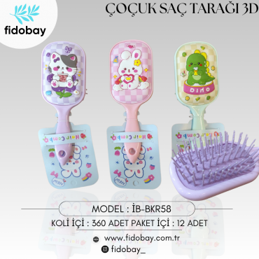 İB-BKR58 - ÇOÇUK SAÇ TARAĞI 3D BOX12