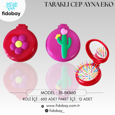 İB-BKR60 - TARAKLI CEP AYNA EKO BOX12