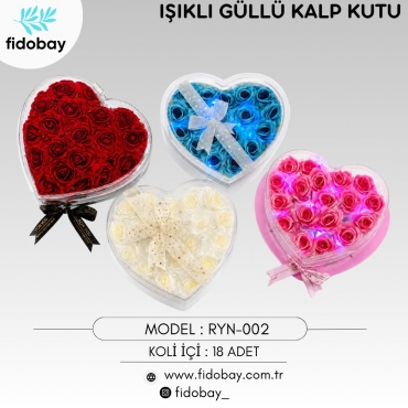 RYN-002 - IŞIKLI GÜLLÜ KALP KUTU